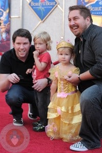 Liam and Stella McDermott with 'Guncles' Bill Horn and Scout Masterson