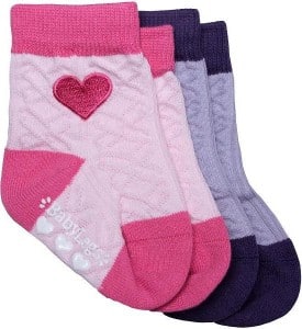 BabyLegs sock with heart-shaped appliqué