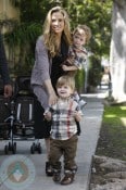Brooke Mueller with sons Bob and Max Sheen
