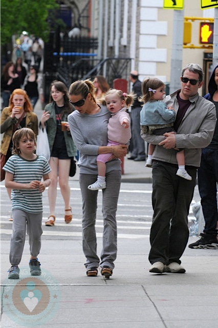 Sarah Jessica Parker and Matthew Broderick with son James and daughters Marion and Tabitha