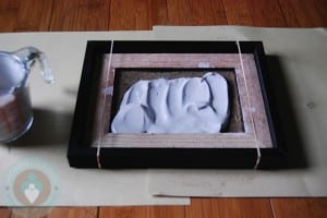 DIY Framed Hand-footprint - adding the plaster