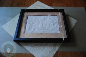 DIY Framed Hand-footprint - plaster is setting