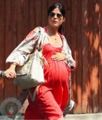 A very pregnant Selma Blair visiting the doctors