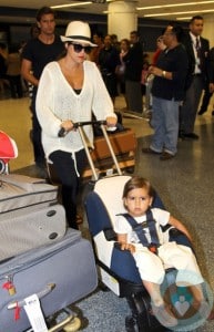 Kourtney Kardashian, Scott Disick, Mason Disick at LAX