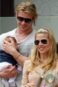 Chris Hemsworth, India Hemsworth & Elsa Pataky Santa Monica