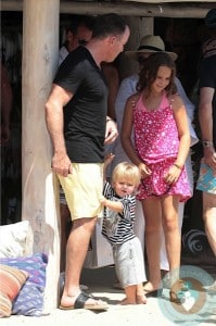 David Furnish, son Zachary Jackson Levon in St Tropez