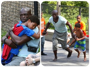 Seal with son Johan and Henry park NYC