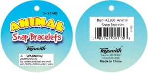 recalled toysmith slap bracelets tags