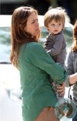 Alicia Silverstone on the set of Gods Behaving Badly with son Bear