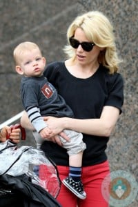 **EXCLUSIVE** Elizabeth Banks takes her son Felix in her arms as they stroll in New York City