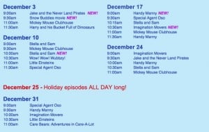 Disney Junior Holiday Schedule