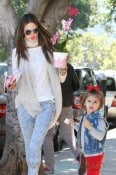 Alessandra Ambrosio and husband Jamie Mazur have a busy Valentine's Day as they drop daughter Anja off at school before doing some house hunting together