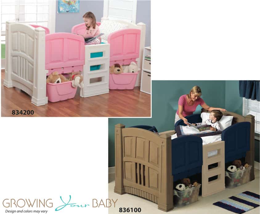 step2 loft twin bed with storage pink