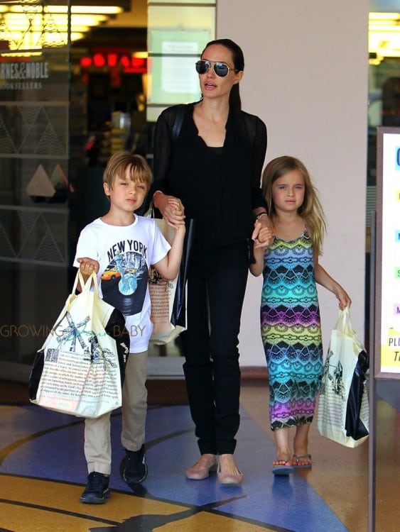 Angelina Shops With Knox and Vivienne