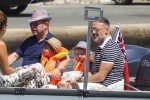 Elton John and David Furnish with sons Elijah and Zachary  in St