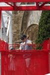 Matthew Broderick rides Talaia at Tibidabo Amusement Park with his daughter