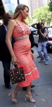 Pregnant Blake Lively shows off her growing belly while promoting her new movie in NYC