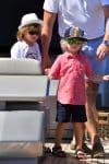 Elton John, David Furnish's sons Elijah Furnish-John, Zachary Furnish-John in St