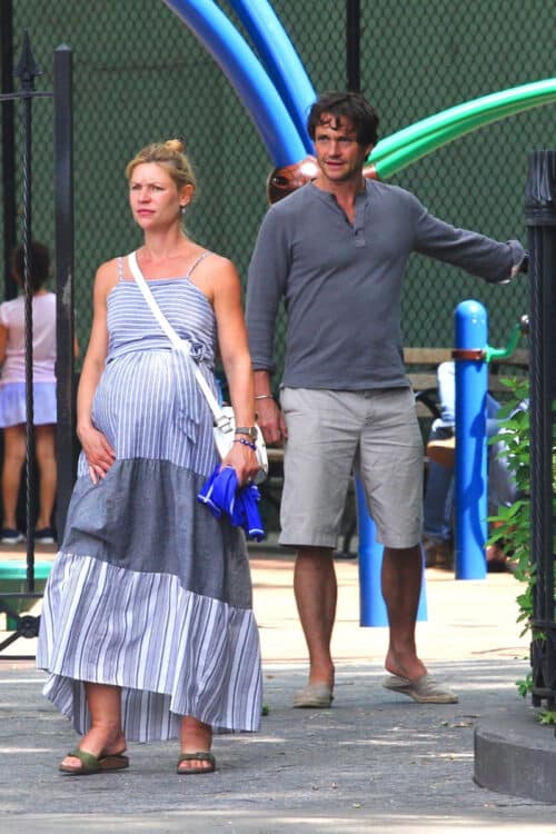 Pregnant Claire Danes and husband Hugh Dancy with their son in New York