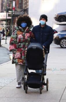 Joshua Jackson and Jodie Turner-Smith take baby out for a walk Jeremy Scott Cybex Priam