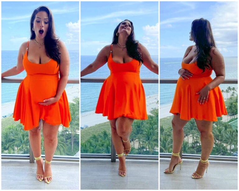 Pregnant Ashley Graham Poses On Her Hotel Balcony In Miami Growing