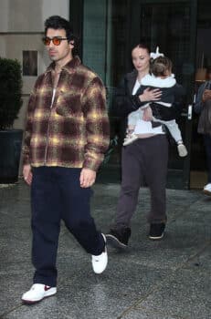 Pregnant Sophie Turner and Joe Jonas check out of the Crosby Hotel with their daughter Willa