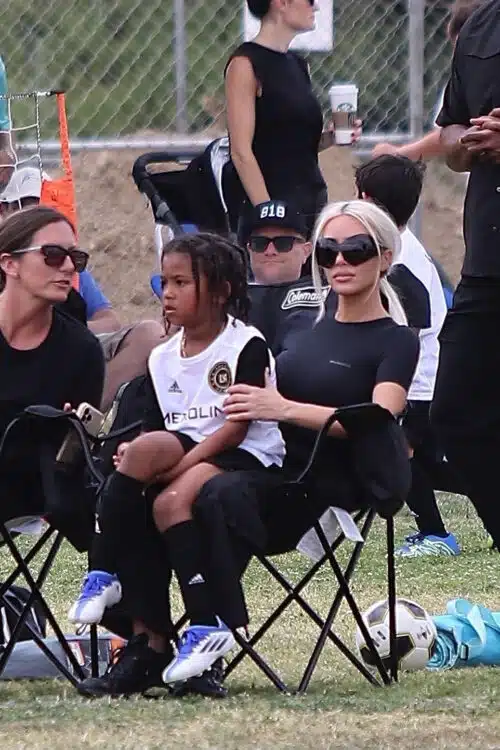 Soccer Mom Kim Kardashian Sits On The Sidelines For Son Saint's Game