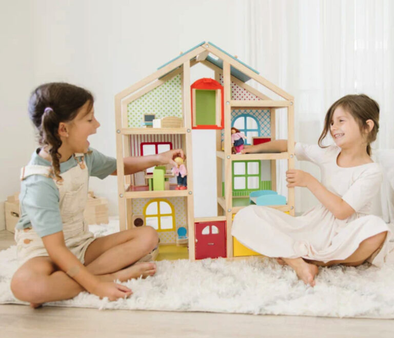 Melissa Doug Hi-Rise Wooden Dollhouse and Furniture Set - Growing Your Baby