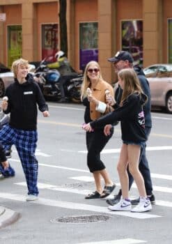 Liev Schreiber and pregnant girlfriend Taylor Neisen out in NYC with his kids Sasha and Kai