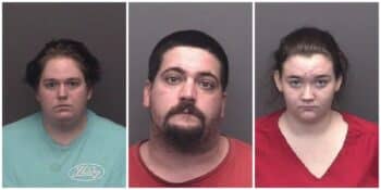 David Schonabaum, Angel Schonabaum, and Delaina Thurman, via Vanderburgh County Jail