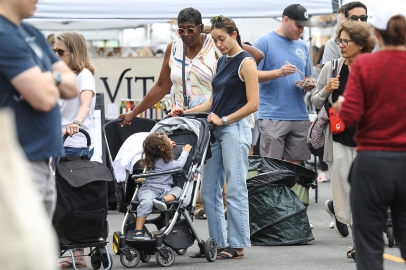 Emmy Rossum was spotted at Brentwood Farmers Market with her children