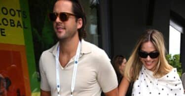 Pregnant Margot Robbie and Tom Ackerley Attend at Wimbledon Championship