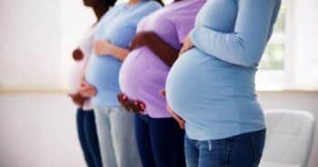 Pregnant Woman Group In Row