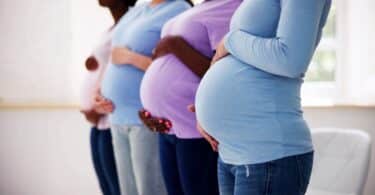 Pregnant Woman Group In Row