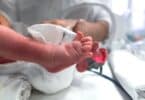 premature baby selective focus on his feet