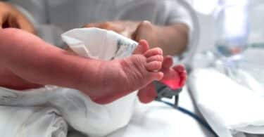 premature baby selective focus on his feet