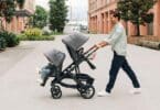 UPPAbaby Vista V3 Stroller set up in Double Mode with the RumbleSeat V3 Accessory