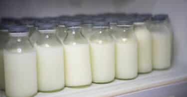 Frozen breast milk in the bottles