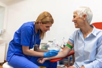 woman giving blood