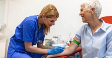 woman giving blood