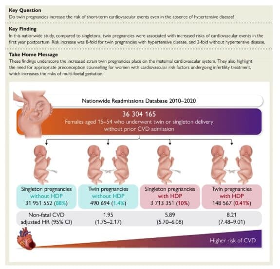 twin heart study graphic showing risks for various mom groups