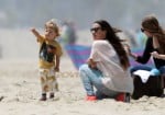 Alanis Morissette takes her son Ever out for a day on the beach in Santa Monica