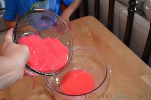 DIY making Slime - straining excess water