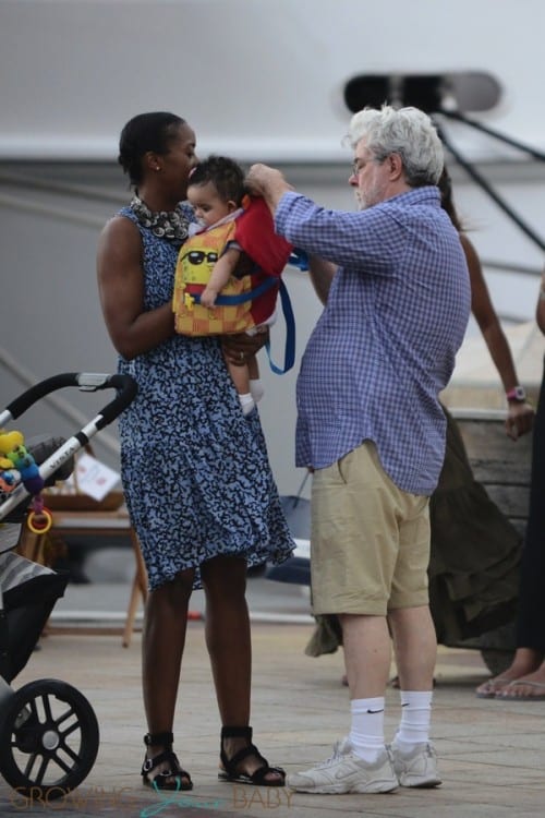 George Lucas and his wife Mellody Hobson with their daughter Everest in ...