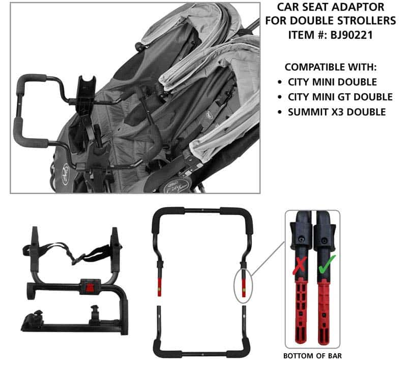 baby jogger double stroller car seat adapter