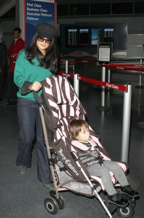 Salma Hayek pushes her daughter Valentina in a Juicy Couture baby ...