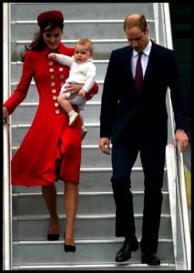 The Duke and Duchess of Cambridge arrive in New Zealand with Prince George